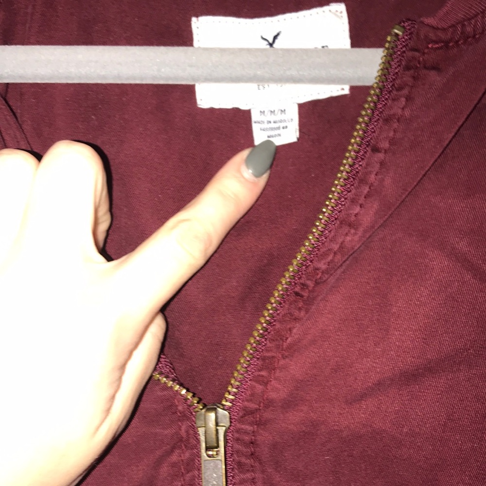 American Eagle Maroon Bomber Jacket - image 2